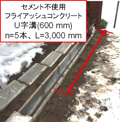 写真-5.2　セメントを使用しないフライアッシュコンクリートの試製造と試験施工（電中研　撮影） img